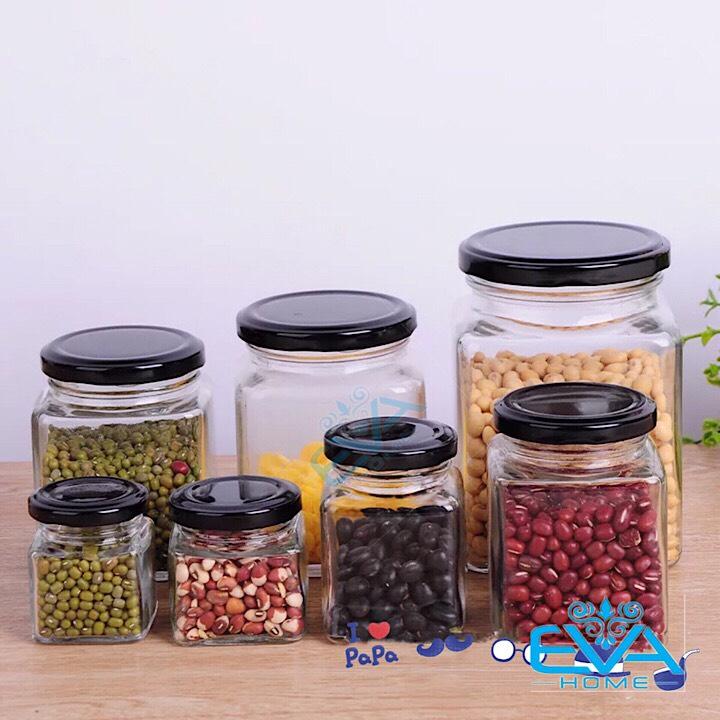 BỘ 6 HŨ THỦY TINH VUÔNG NẮP VẶN 380ML