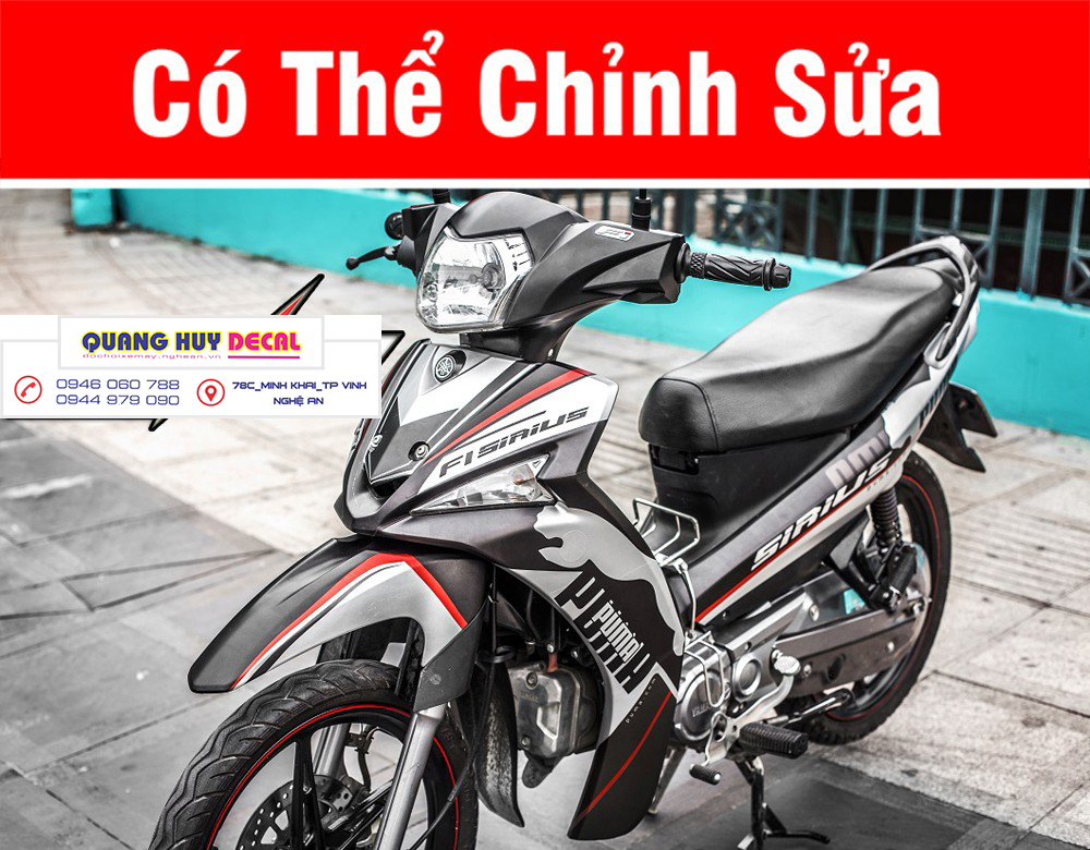 Tem trùm Sirius Fi đen trắng Puma - Độ dán team trùm decal xe máy Sirius Fi đen trắng Puma - Team trùm decal xe máy Sirius Fi rẻ đẹp và chất