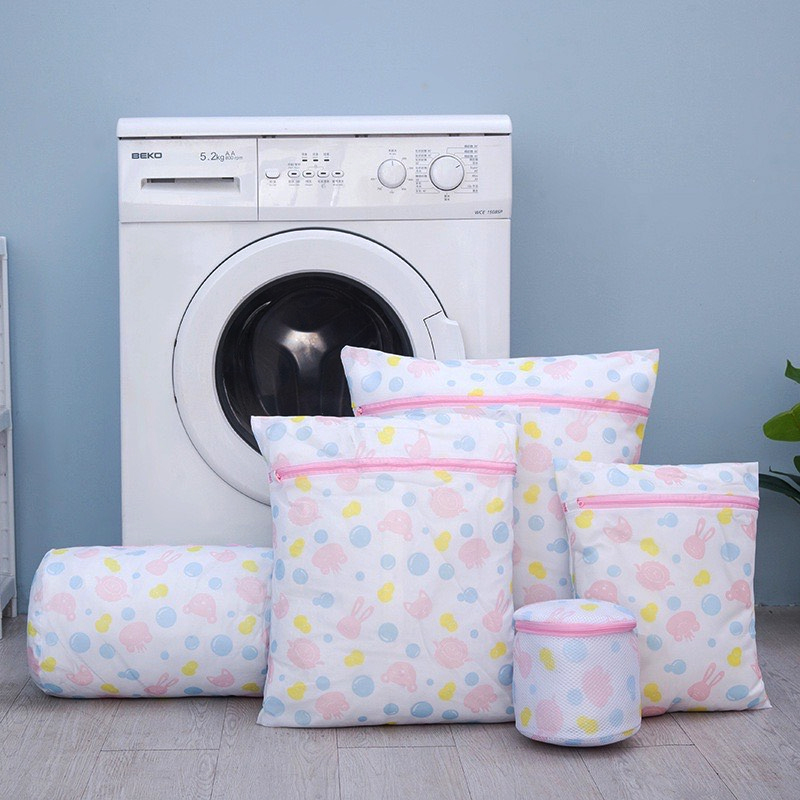 Túi lưới giặt quần áo, dụng cụ giặt giũ bằng lưới, túi lưới hoa văn giặt đồ dùng cho máy giặt, túi lưới dày giặt đồ lót, túi lưới đựng đồ có khóa kéo