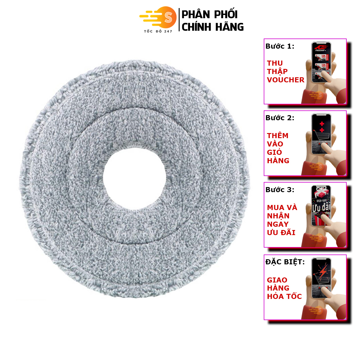 Bông lau nhà thay thế 360 độ cải tiến Microfiber Scotch-Brite 3M BL360-CT - Tốc Độ 247 sợi Microfiber cao cấp loại bỏ đến 99% các loại vi khuẩn