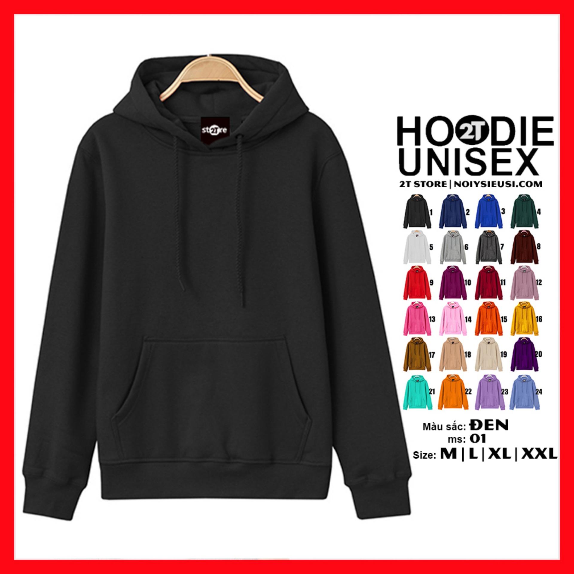 [4.4 HOÀN TIỀN 15%][HCM]Áo Khoác Nỉ Bông Hoodie Unisex Trơn Nón 2 Lớp Như Hình 100% (Đen)
