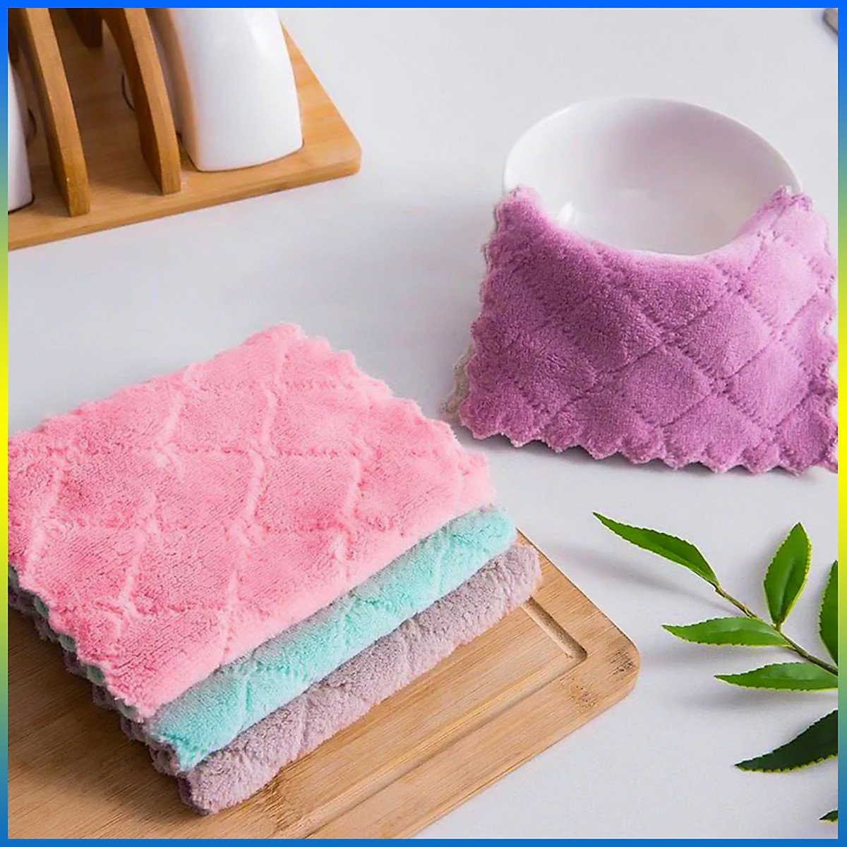 Set 10 Khăn Lau Bếp Đa Năng 2 Mặt Size To 15x25 Cm - Khau Lau Bàn, Tủ, Bàn Ghế, Tủ Lạnh, … Khăn Thấm Nước Siêu Tốt Nhanh Khô – Khau Lau Thiết Kế Trang Nhã