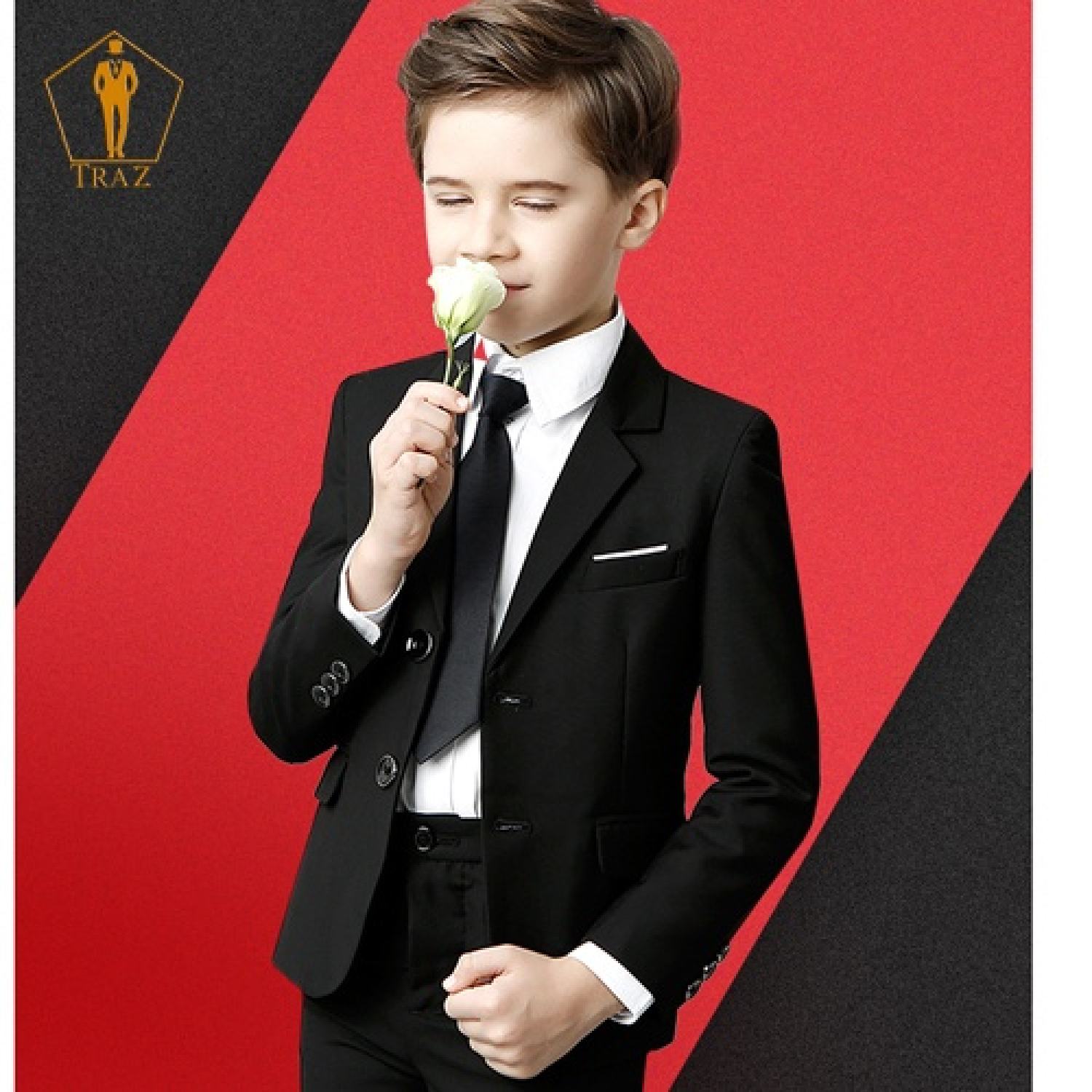 Bộ, Set Vest Đen Cho Bé Trai, Trẻ Em, Con Nít(1 quần, 1 áo vest, 1 ghile, 1 nơ)(bé mập, tròn hoặc cao tăng 1 đến 2 size)