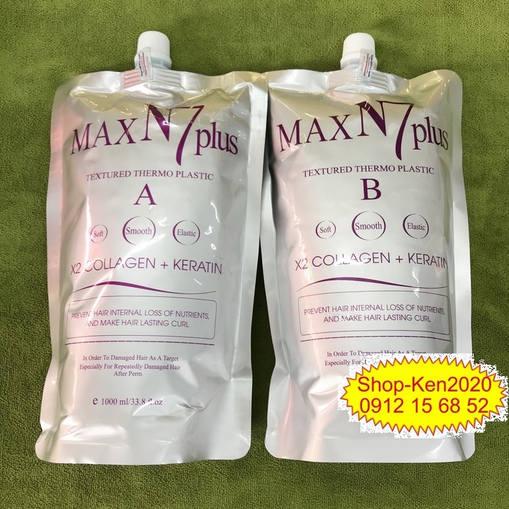 [Túi lẻ] Uốn duỗi ép dập tóc Max N7 Plus Collagen Keratin 1000ml (A-B-C)