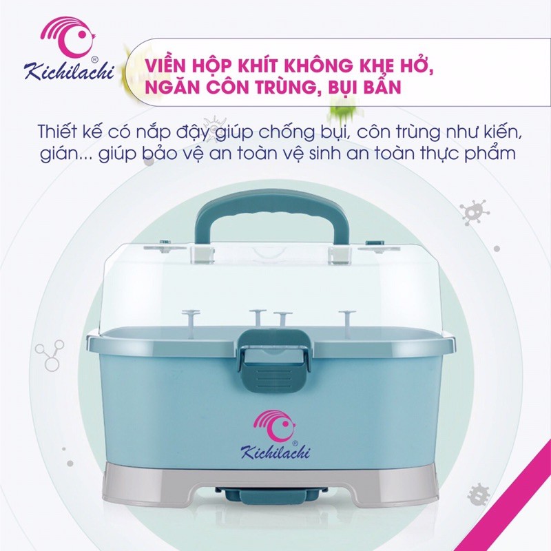Giá úp bình sữa có nắp đậy kèm que cắm Kichilachi