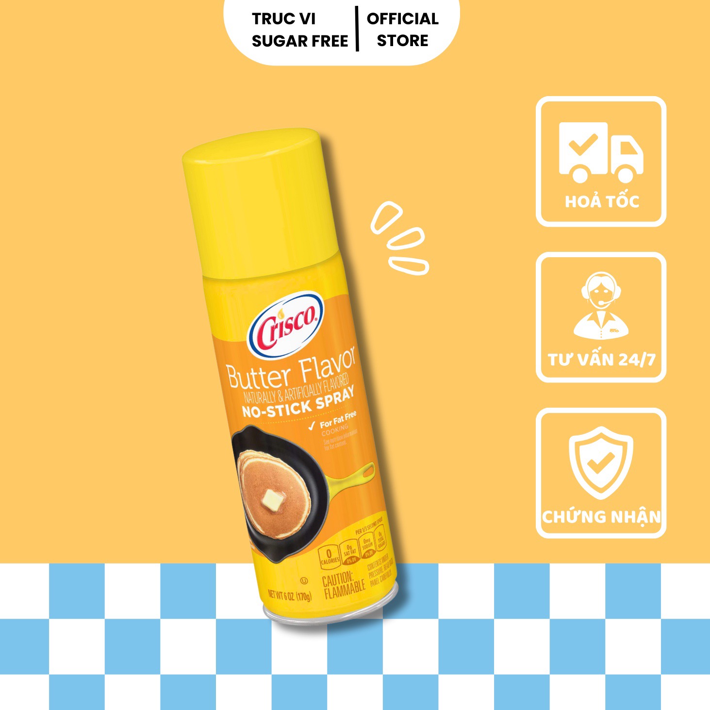 Dầu ăn kiêng dạng xịt Crisco Butter( vị bơ, ăn kiêng ,keto ,eat clean , gymer)