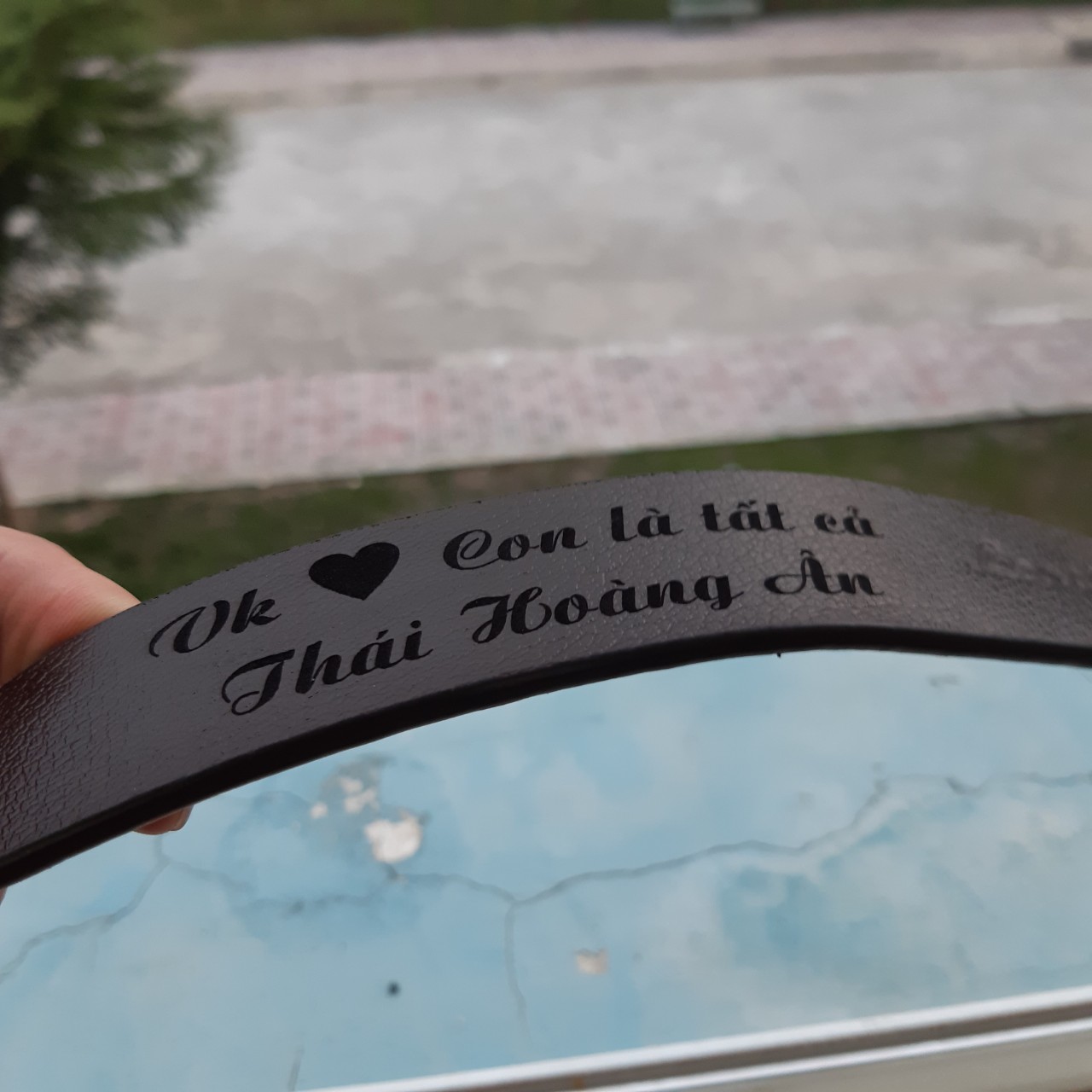 Dây lưng da thật khắc tên BYL 04