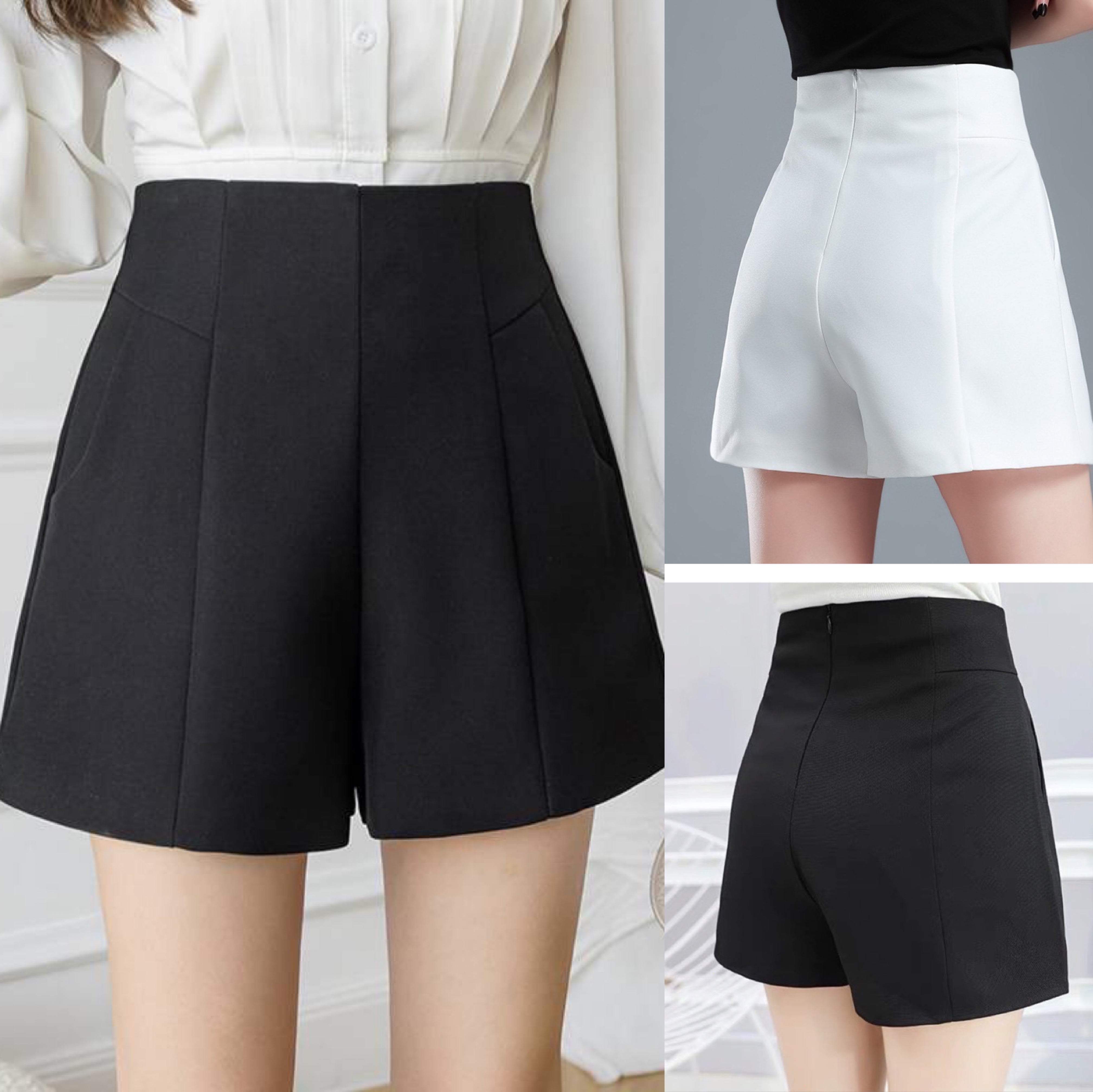 Quần short đùi nữ cạp cao chất tuyết mưa