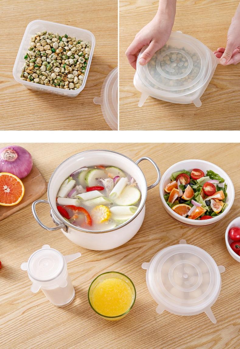 Set 6 nắp silicon đậy thực phẩm tiện lợi