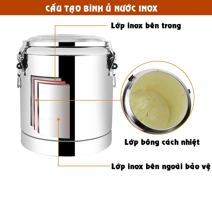 BÌNH Ủ TRÀ SỮA GIỮ NHIỆT INOX 304 CAO CẤP
