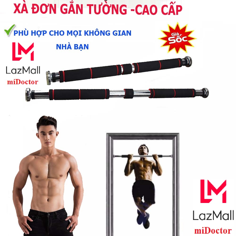 Xà Đơn Treo Tường Gắn Cửa Đa Năng Loại Dài Vừa 83-120Cm, Xà Đơn Treo Tường Cao Cấp Treo Tường Gắn Cửa Độ Dài Tùy Chỉnh - Chính Hãng miDoctor