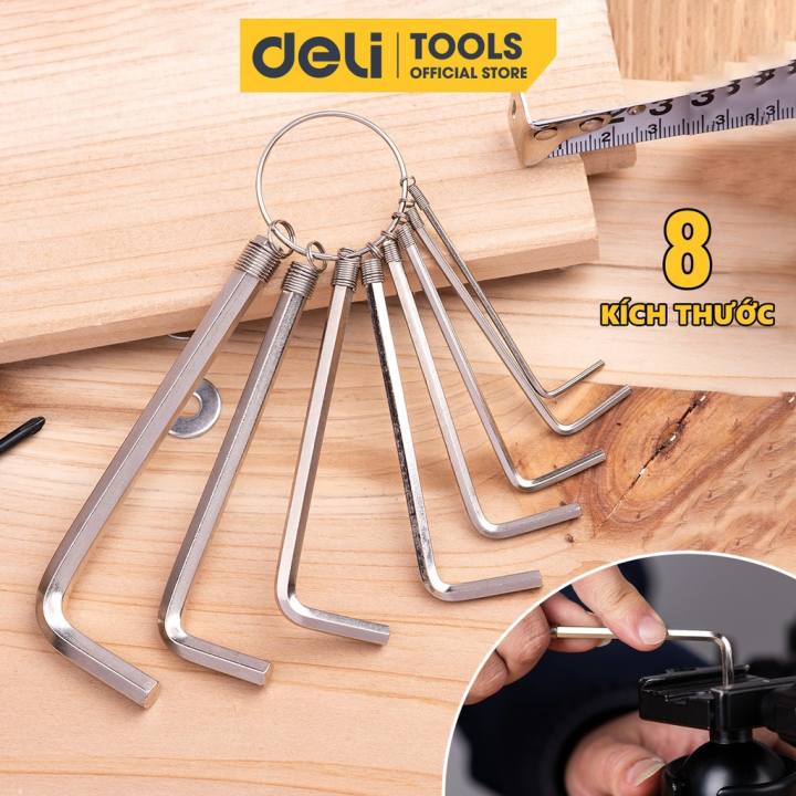 Bộ Khóa Lục Giác Chữ L Đầu Bằng Deli Cao Cấp Chính Hãng - Kích Thước 1,5 - 10mm - Có Móc Khóa Tiện Dụng - EDL3080 - Hình ảnh 6