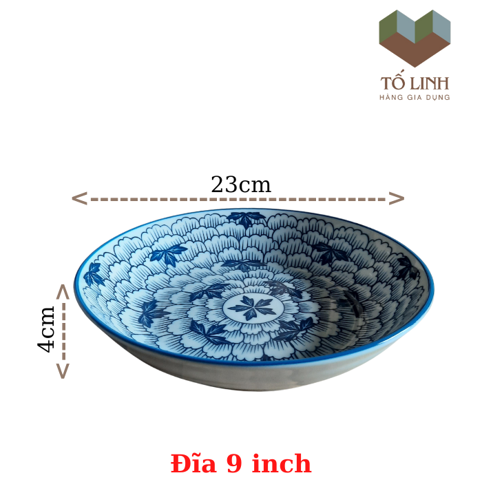 Dĩa sứ cao cấp hoa cổ 18cm, dĩa 7 ảo sứ cao cấp 18cm