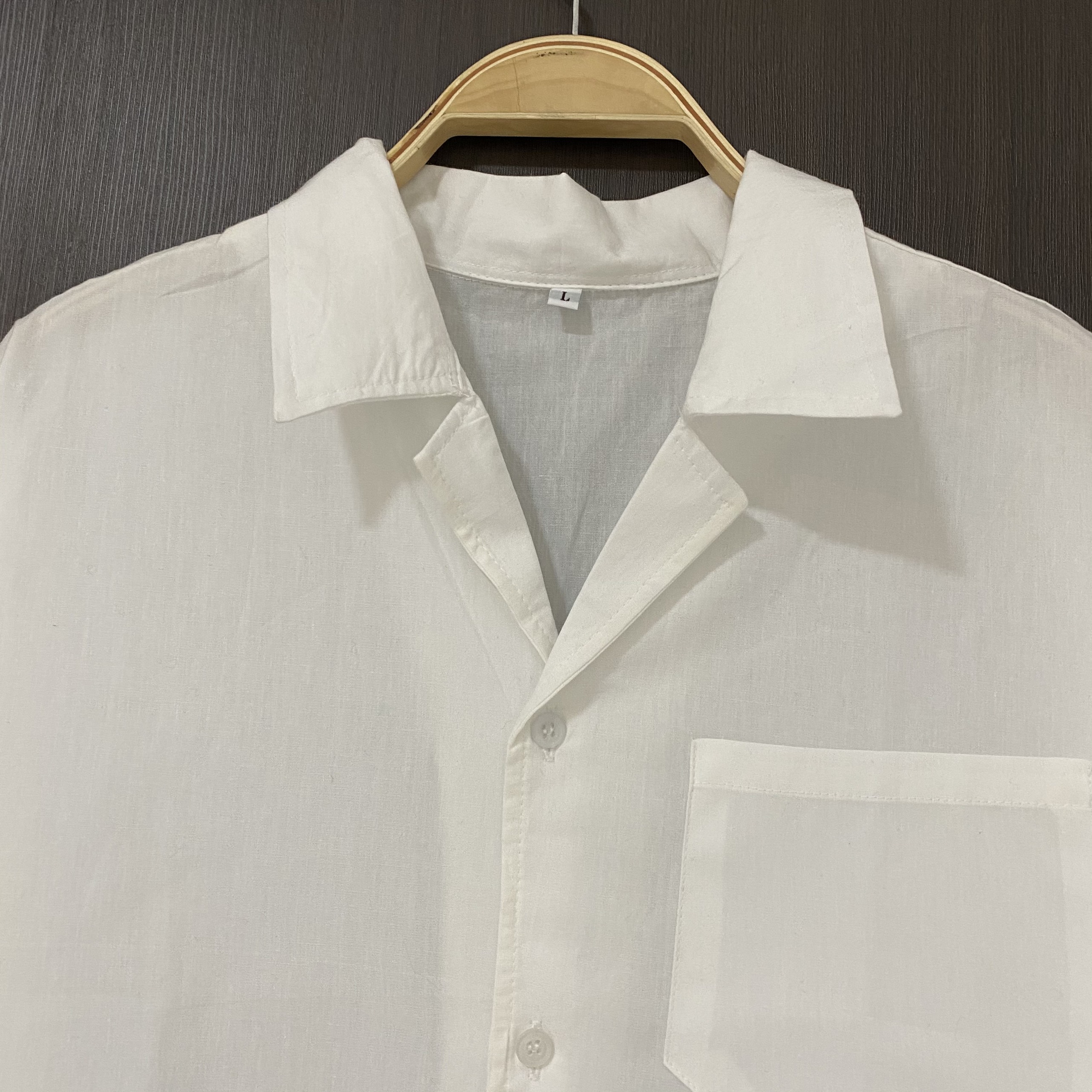 Áo Sơ Mi Cổ Vest phối túi Nam Nữ 3 màu basic chất vải thô mềm