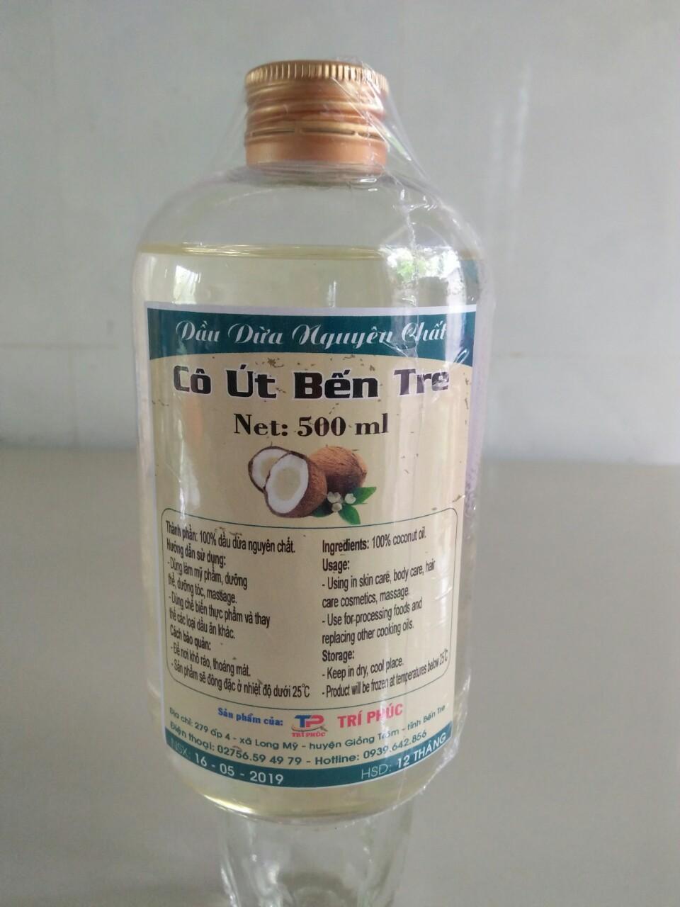 Dầu dừa Cô Út Bến Tre chai 500ml