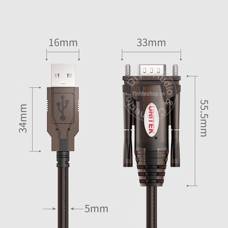 Cáp USB sang RS232 1.5 mét Unitek Y-105 - USB to COM