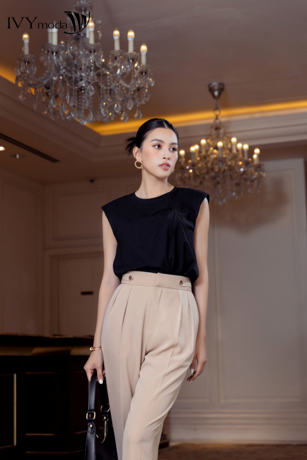 Quần baggy lửng cạp cao IVY moda MS 22M7578