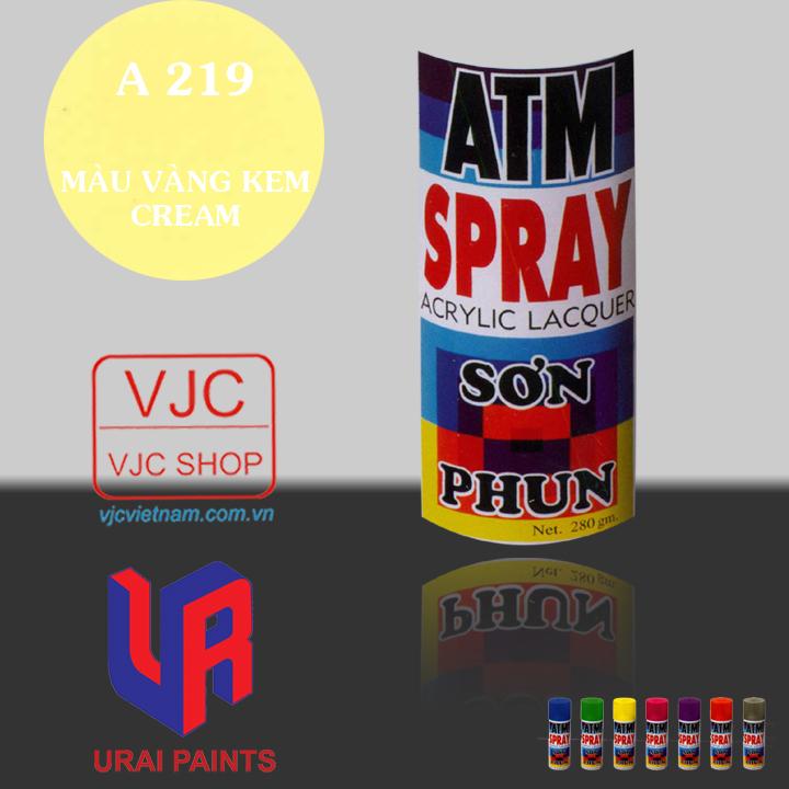 Chai sơn xịt sơn xe máy cao cấp ATM màu vàng kem A219 dung tích 400 ml