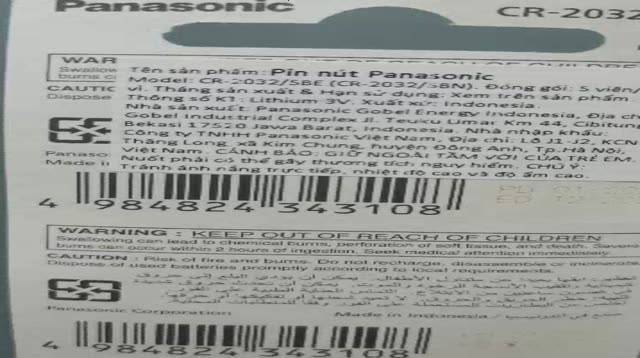 PIN điều khiển ô tô CR2016 Panasonic
