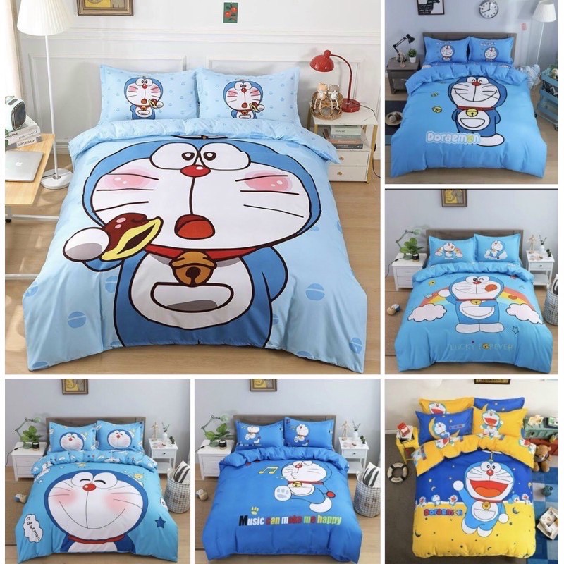 Bộ Chăn Ga Gối Cotton Tina Doremon Dễ Thương