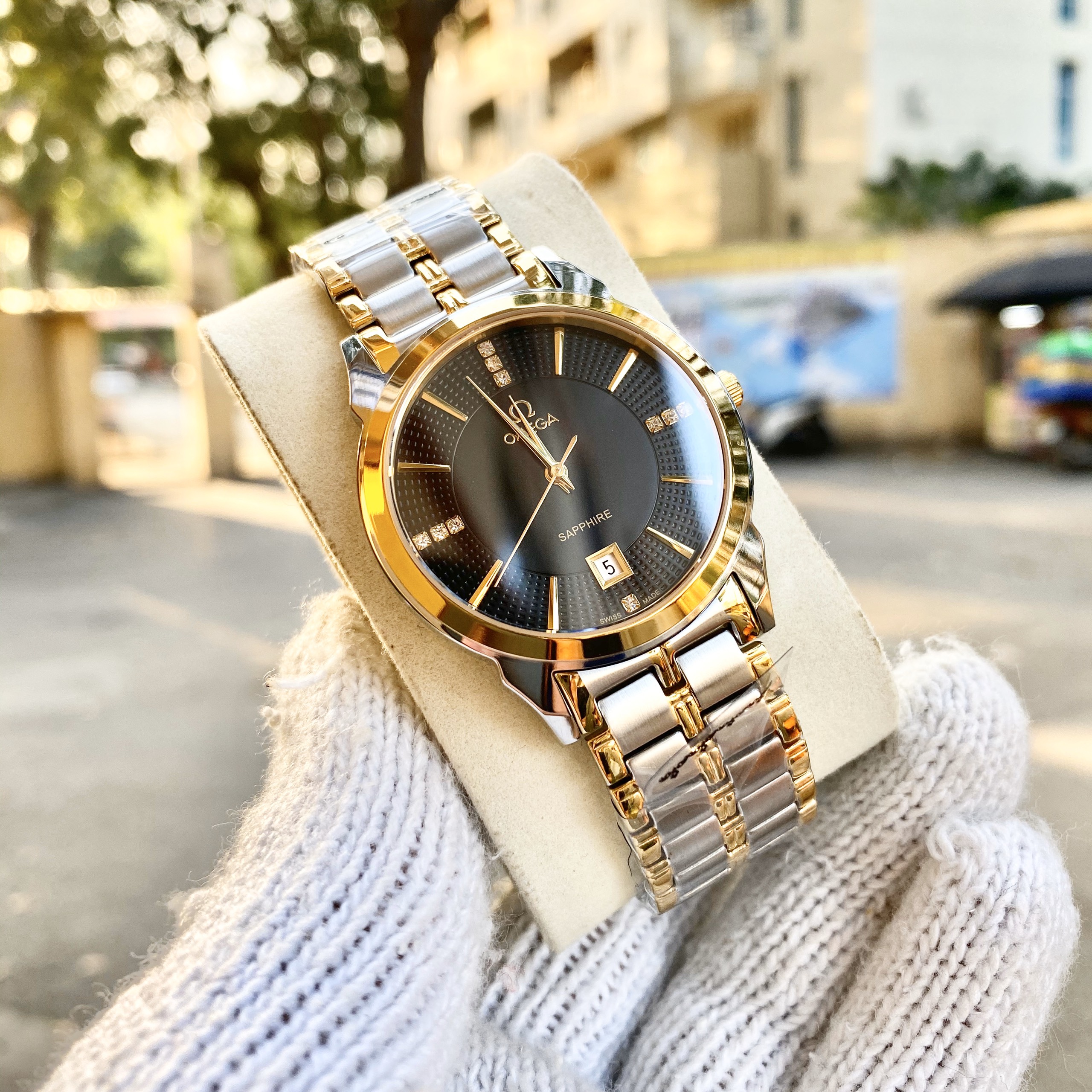 {LAZADA ĐỒNG HỒ HÀNG HIỆU } Đồng Hồ Nam Mặt Số Kim Cương Dây Không Gỉ Màu + Thẻ Bảo Hành 18 Tháng { BÁN BUÔN ORIENT SEIKO PATEK SK }