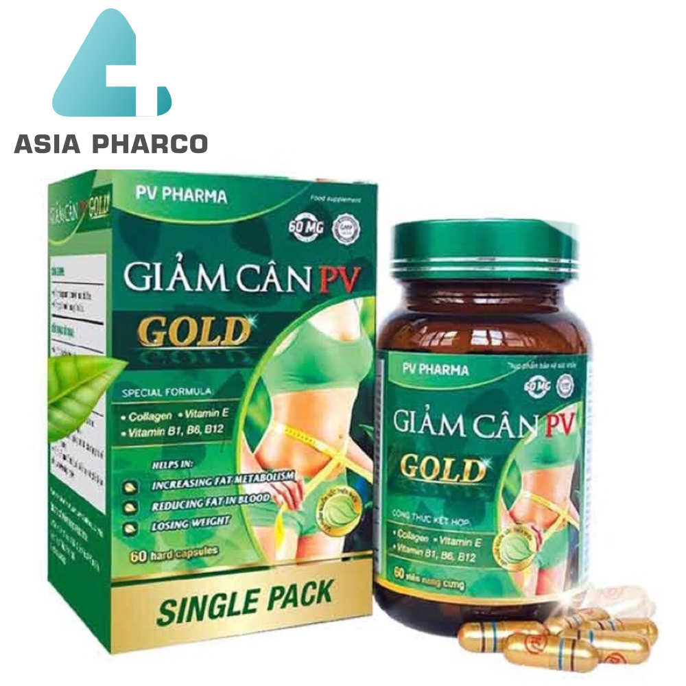 Giảm cân PV Gold hỗ trợ giảm cân hiệu quả Dược Phúc Vinh 60 Viên
