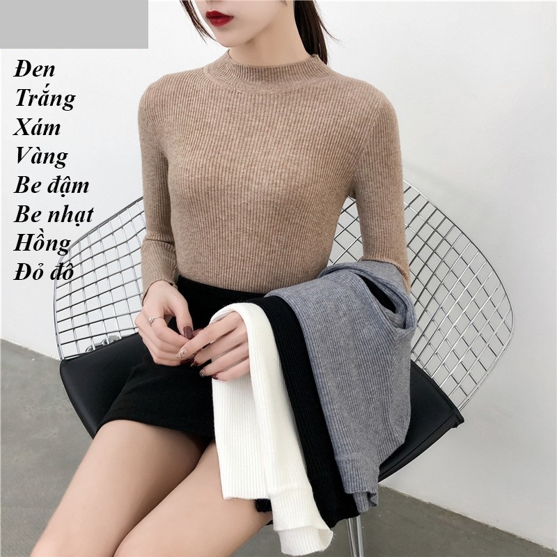 Áo len NỮ, áo len tơ cổ 3 phân nhiều màu chất đẹp
