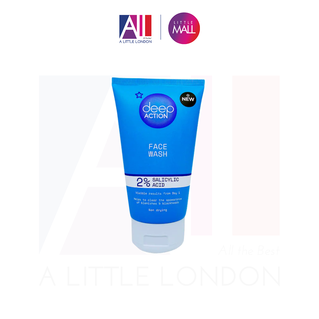 Sữa rửa mặt giảm mụn làm sạch sâu 2% BHA làm sạch sâu Superdrug Deep Action 2% Salicylic Acid Face Wash 150ml (Bill Anh)