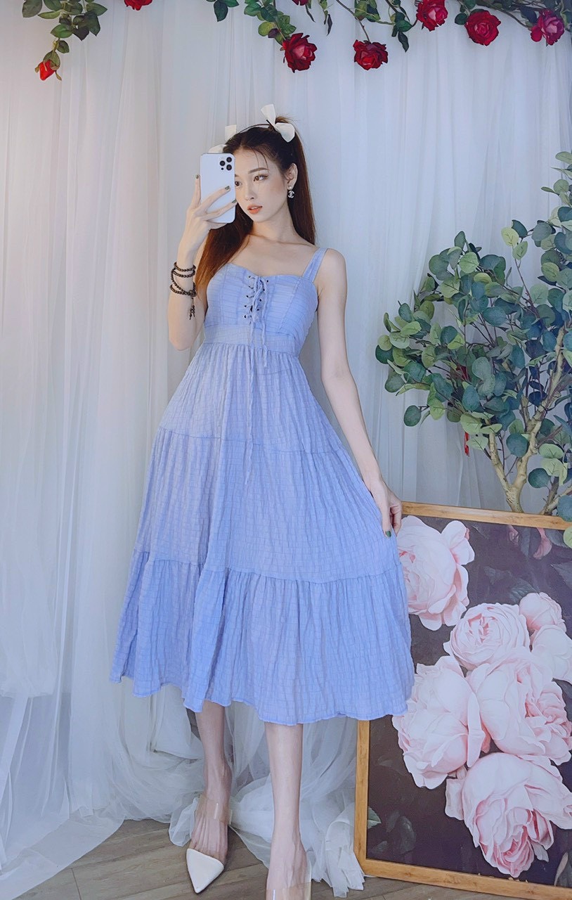 Đầm maxi xốp đan dây ngực lưng chun siêu hot