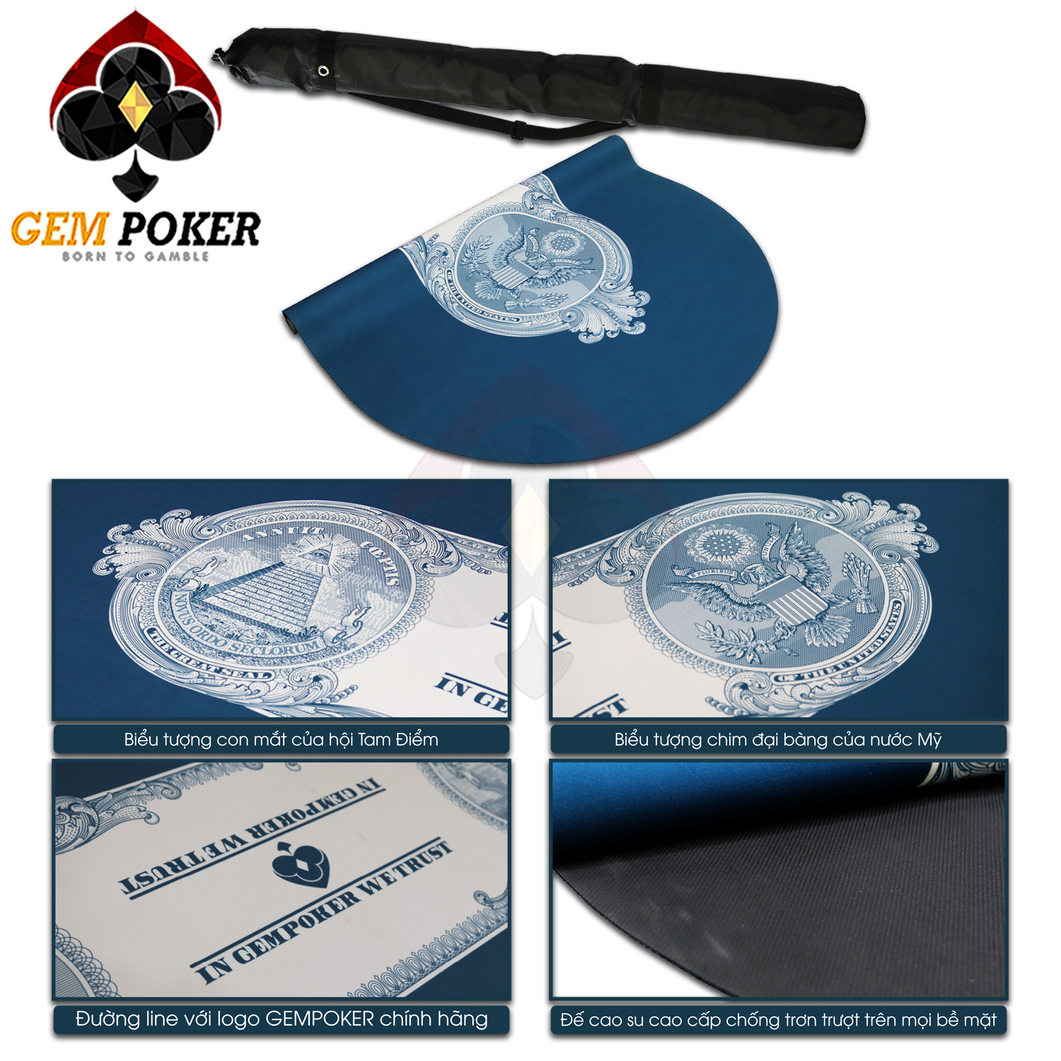 [HCM]THẢM OVAL POKER GEM DOLAR® CAO CẤP