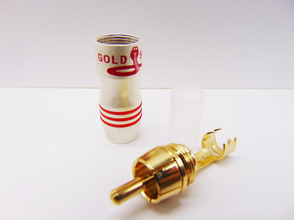 Bộ 04 Jack AV /Jack hoa sen / Jack RCA Gold Snake (trắng)