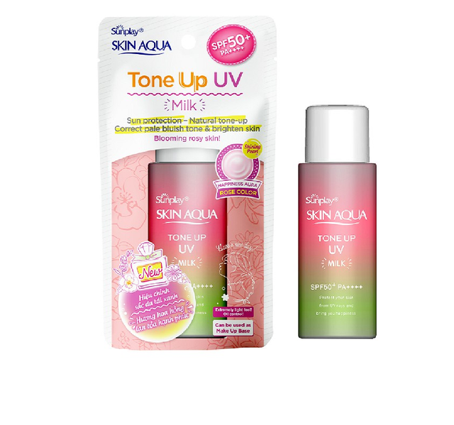 [HCM]Sữa chống nắng nâng tông dành cho da dầu/hỗn hợp Sunplay Skin Aqua Tone Up UV Happiness Aura(Rose)50g