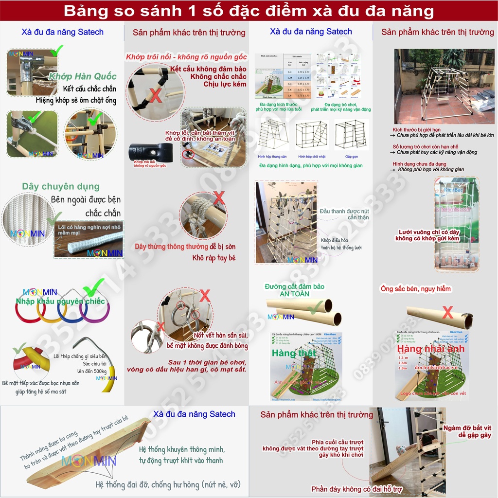 Xà đu đa năng Satech - Khung vận động cho bé - Bộ Gấp Gọn