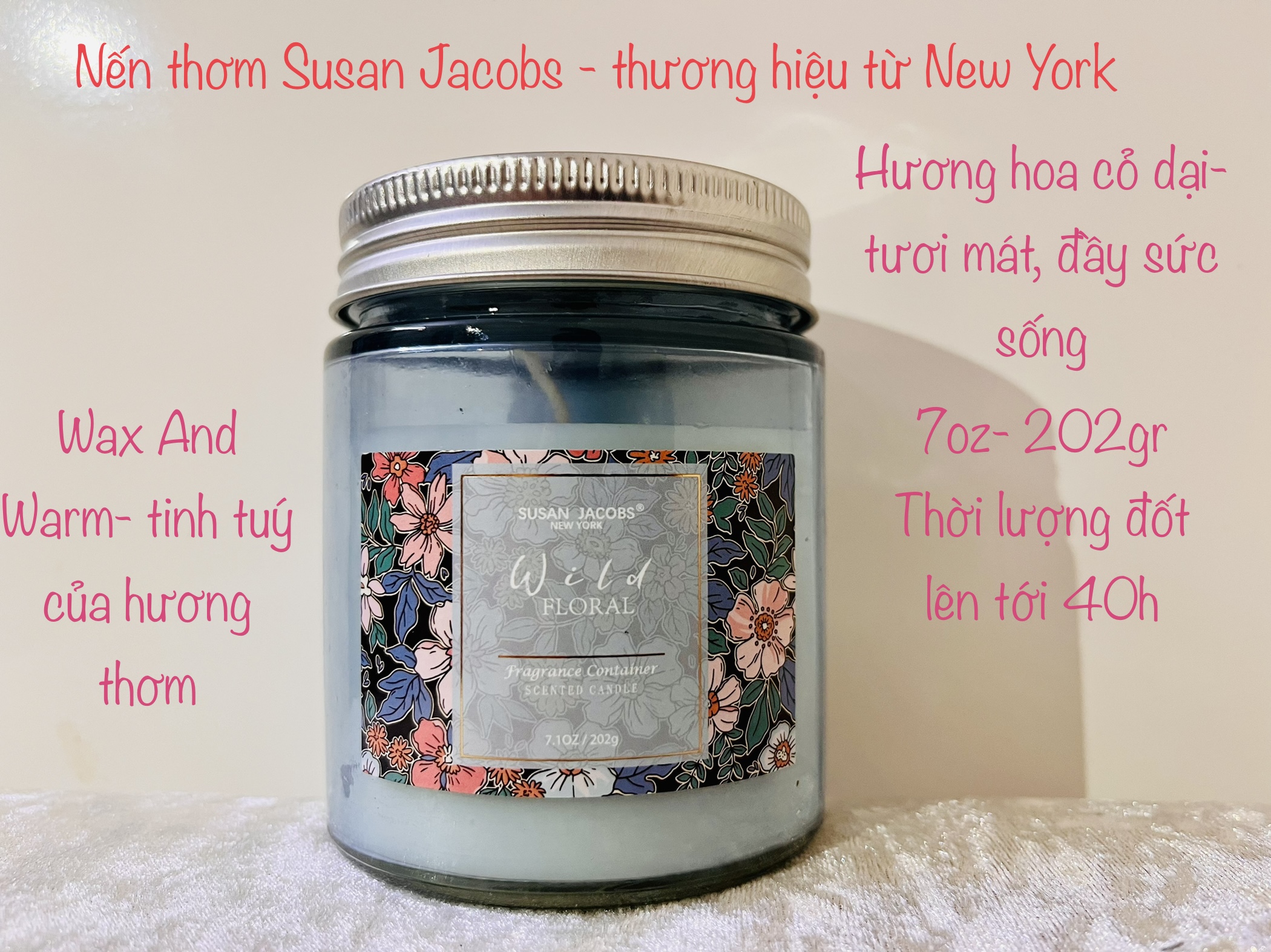 Nến thơm Susan Jacobs - nến 1 bấc - 200gr-7.1oz
