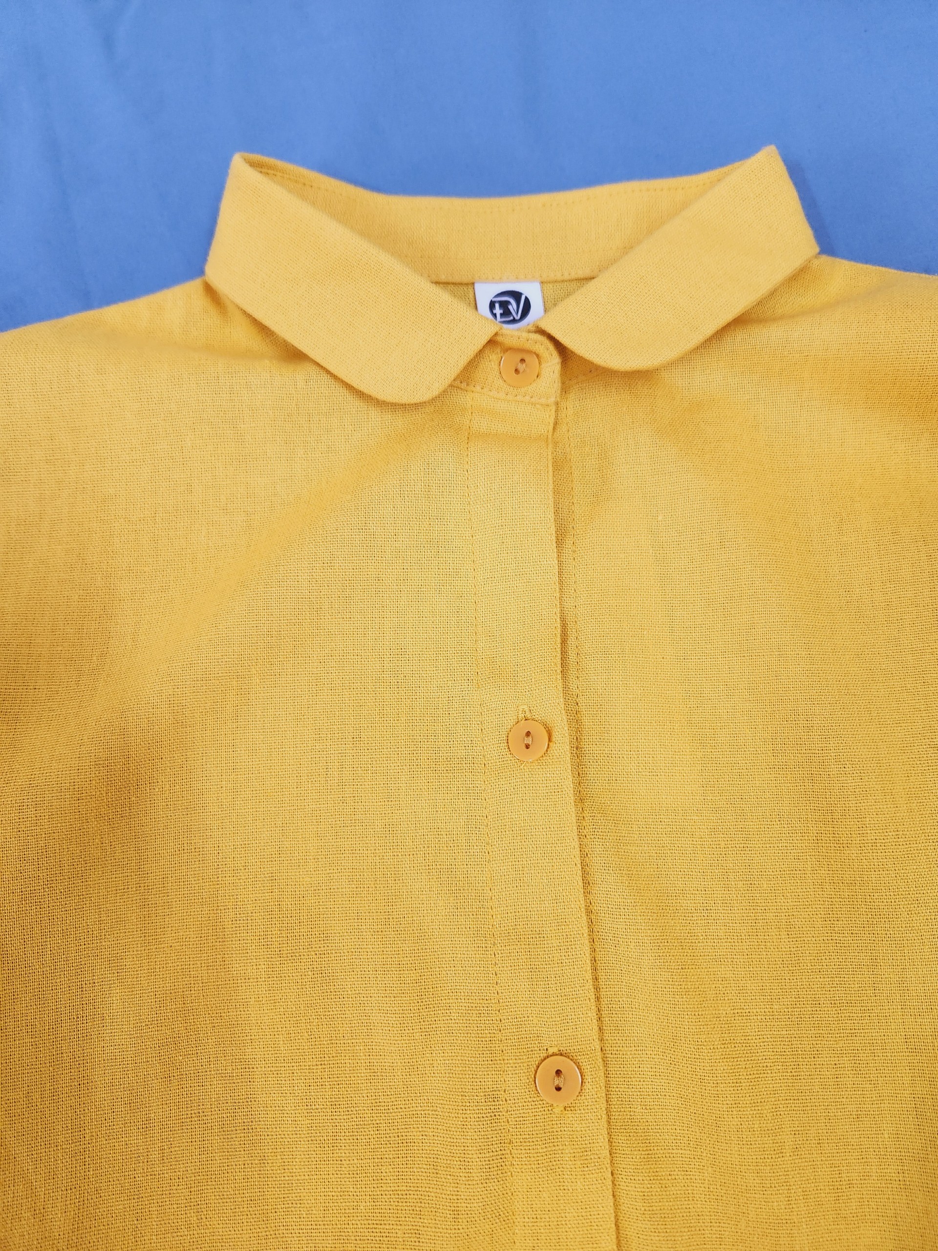 Váy suông [ chất linen +màu vàng trẻ trung+cổ V]- Đầm suông linen Đũi Việt
