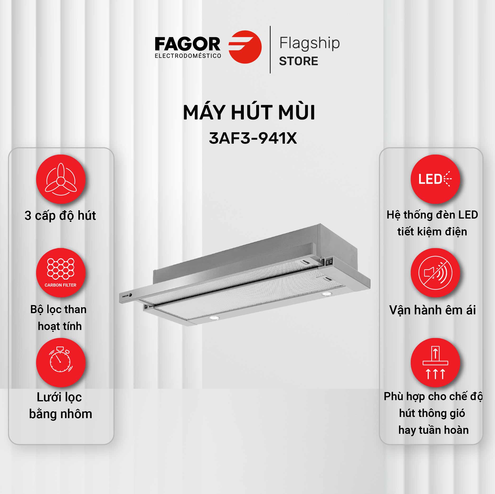 Máy hút mùi âm tủ FAGOR 3AF3-941X