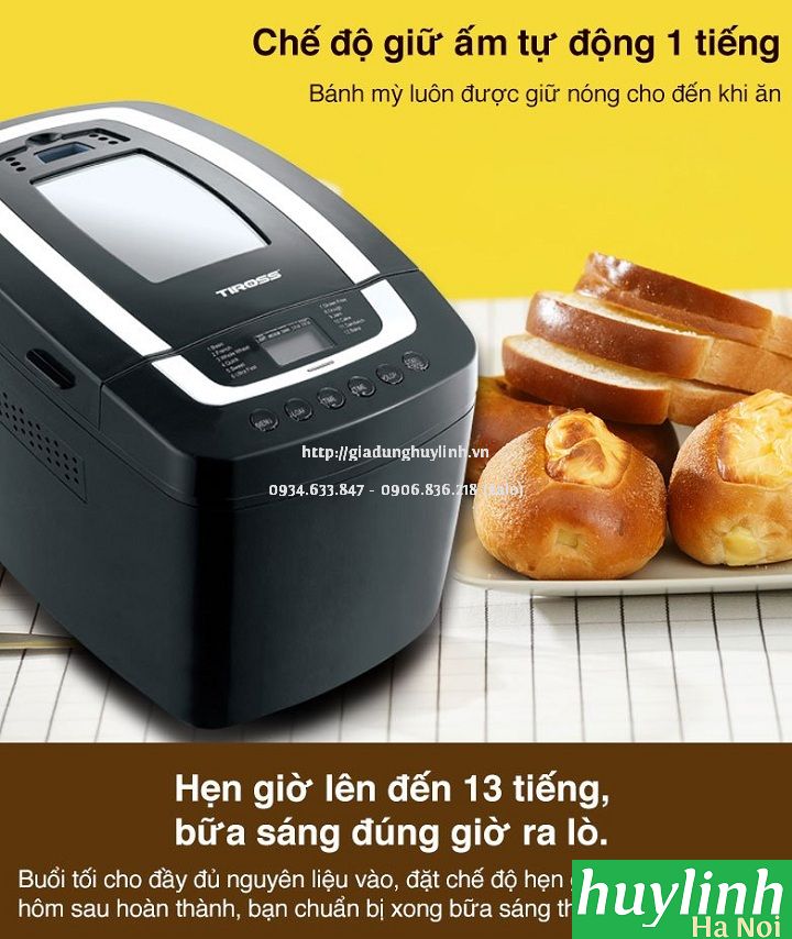 Máy làm bánh mì Tiross TS8230 - 12 chức năng