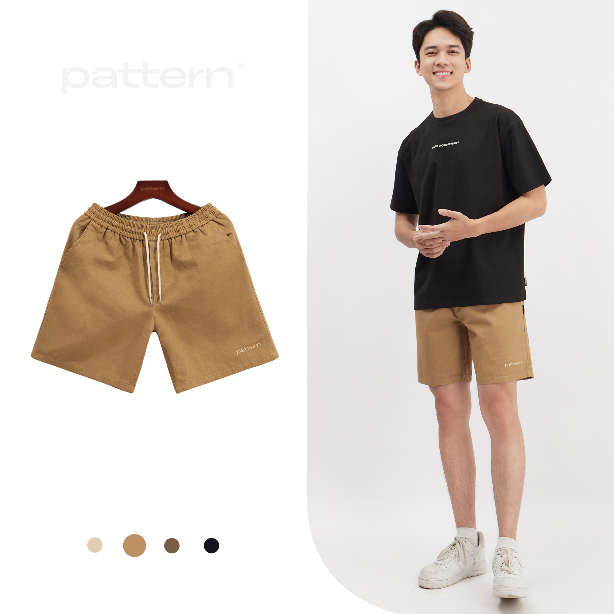 Quần đùi nam PATTERN THE 1992 Short kaki cạp chun