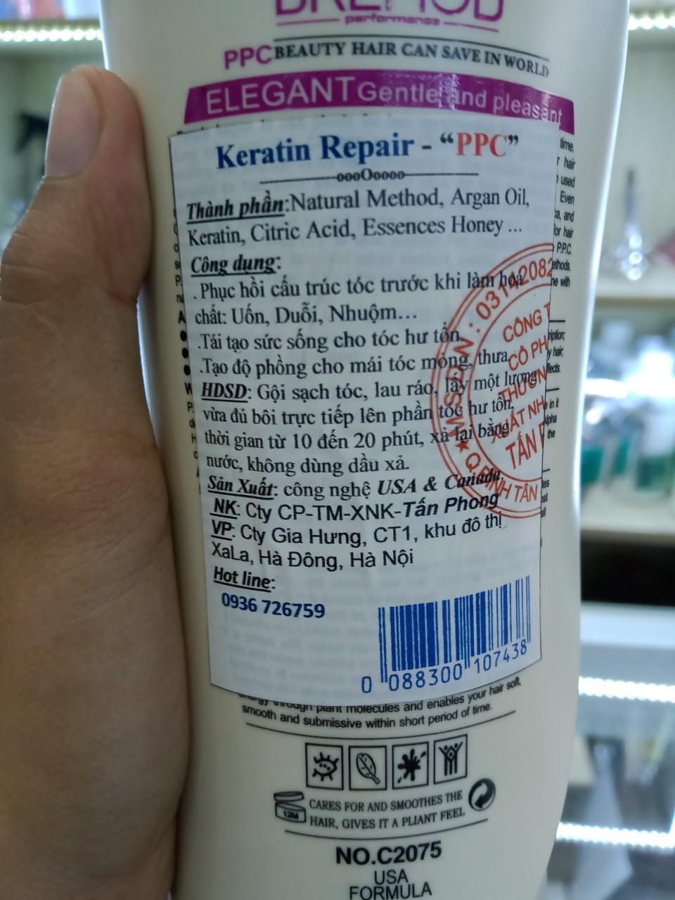 Keratin PPC Repair hấp phục hồi tóc hư tổn 750ml