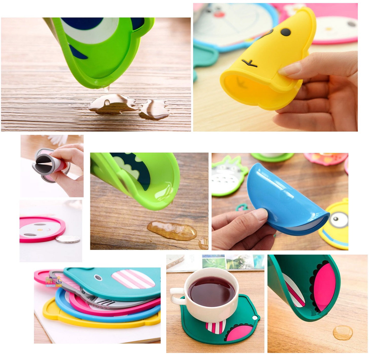 1 Miếng Lót Ly Silicone Hình Thú Siêu Dễ Thương