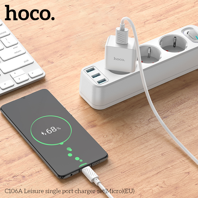 Bộ Sạc Cáp Hoco C106 Cổng iPhone - Type C - Micro 2.1A 10.5W Dài 1m