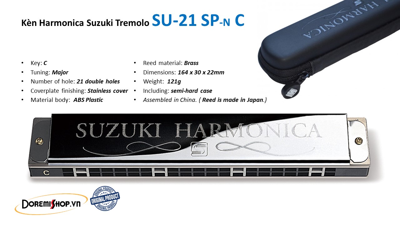 Kèn Harmonica Suzuki Tremolo 2Timer SU-24 SU-21SP-n key C