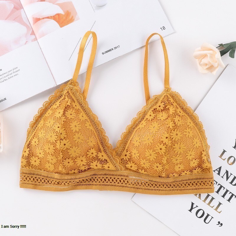 Áo Bra Ren Hoa Mini Mút Mỏng Cài Sau 7338
