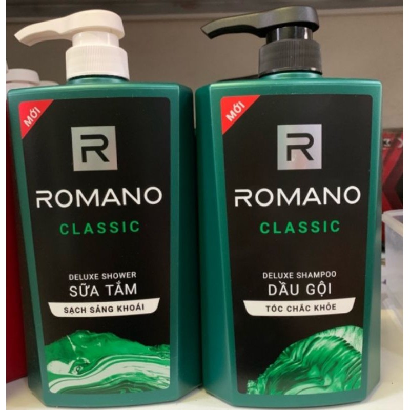 Combo Dầu Gội, Sữa Tắm Romano Classic 650g