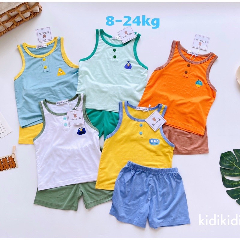 Đồ bộ ba lỗ chất thun lạnh mềm mát cho bé trai mặc nhà