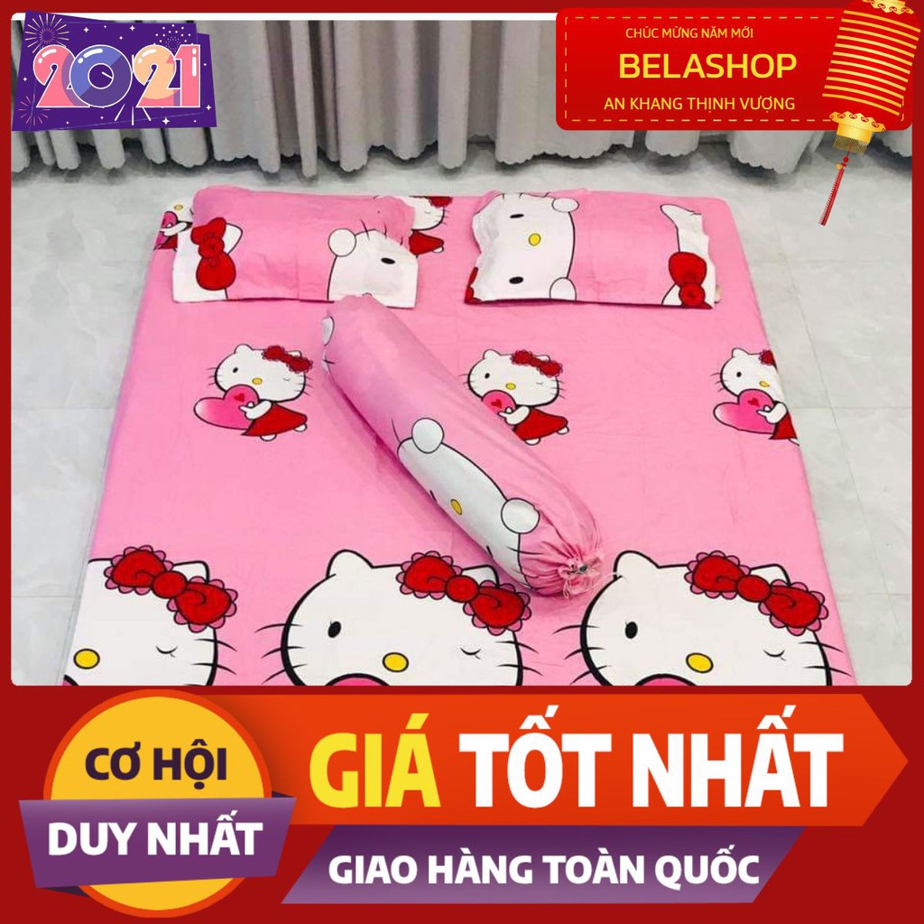 Bộ ga gối kèm vỏ gối ôm vải cotton poly sẵn hàng hcm belashop