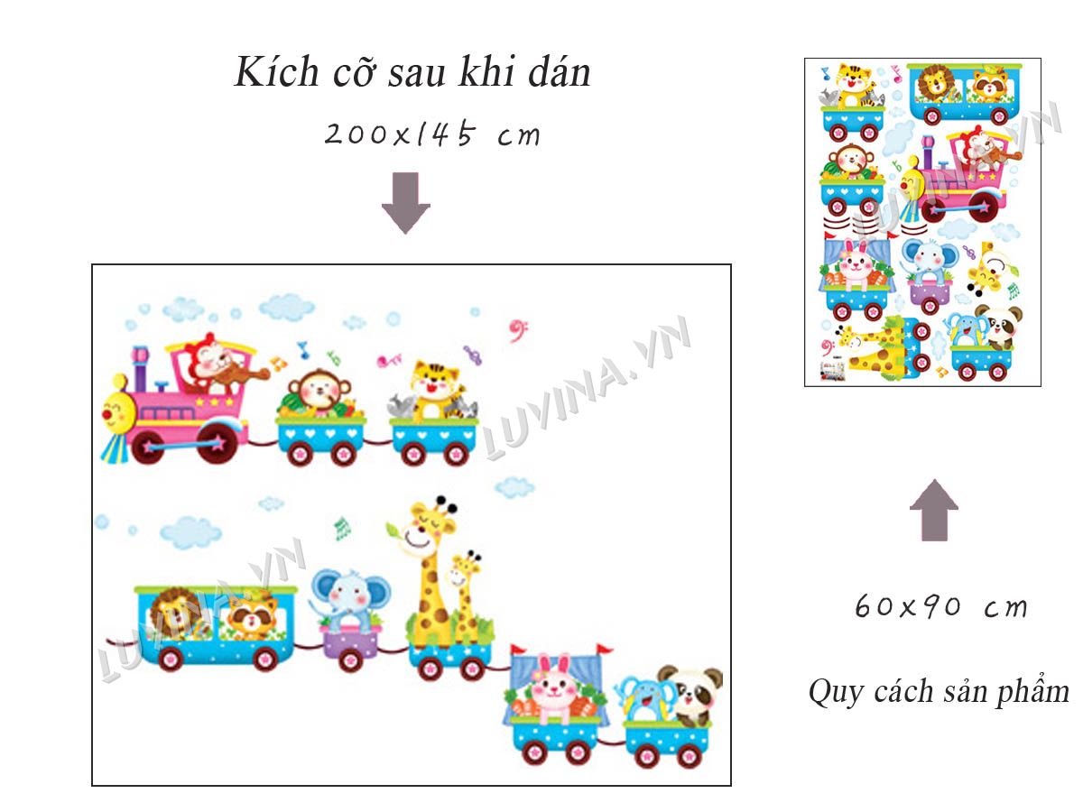 [HCM]DECAL DÁN TƯỜNG ĐOÀN TÀU THÚ 2