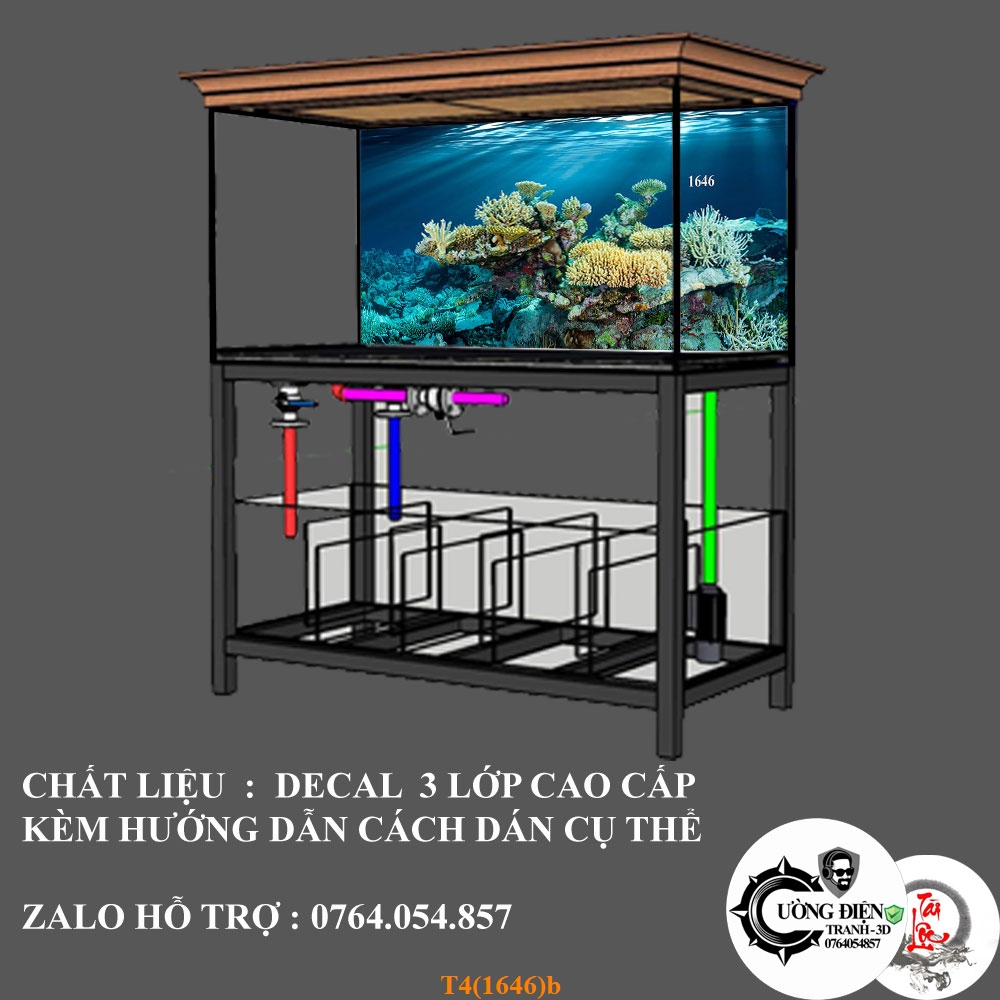 Tranh dán 3d bể cá cảnh