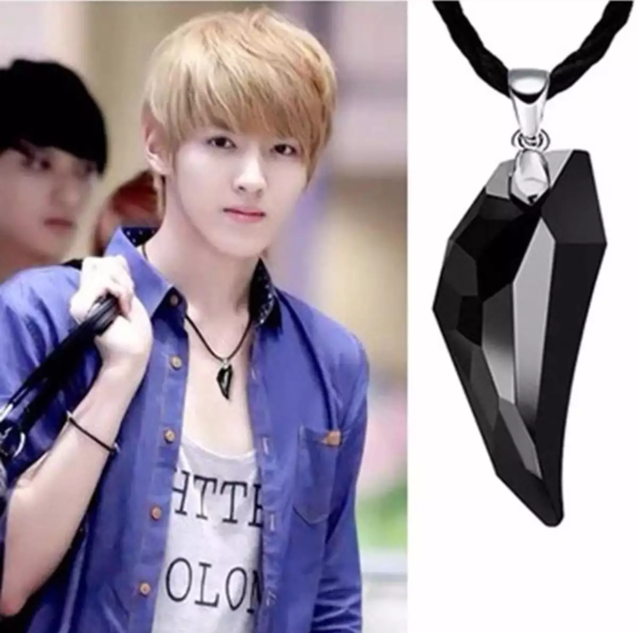 Vòng cổ nanh soi pha lê chuôi hợp kim cá tính nl024