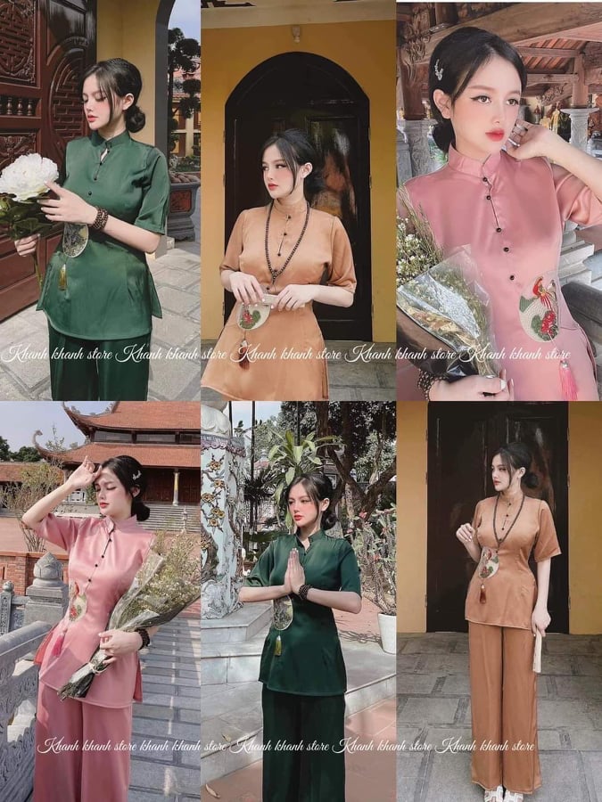 SET ĐỒ LAM ĐI CHÙA CAO CẤP THÊU HẠC